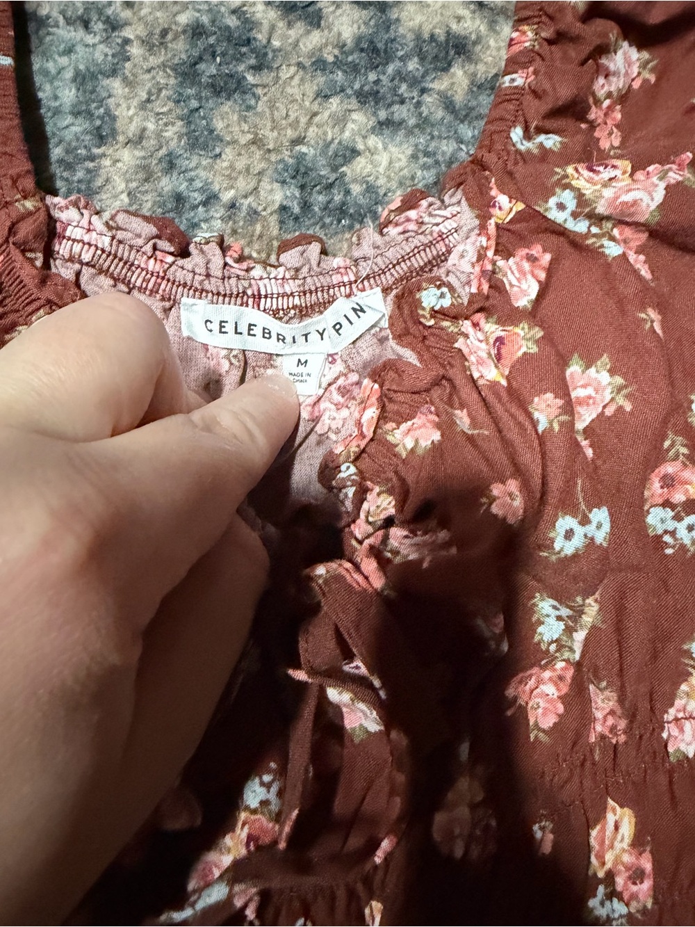 **3/$25***Celebrity Pink Floral Rust peasant Top mini dress - Rust Pink Floral